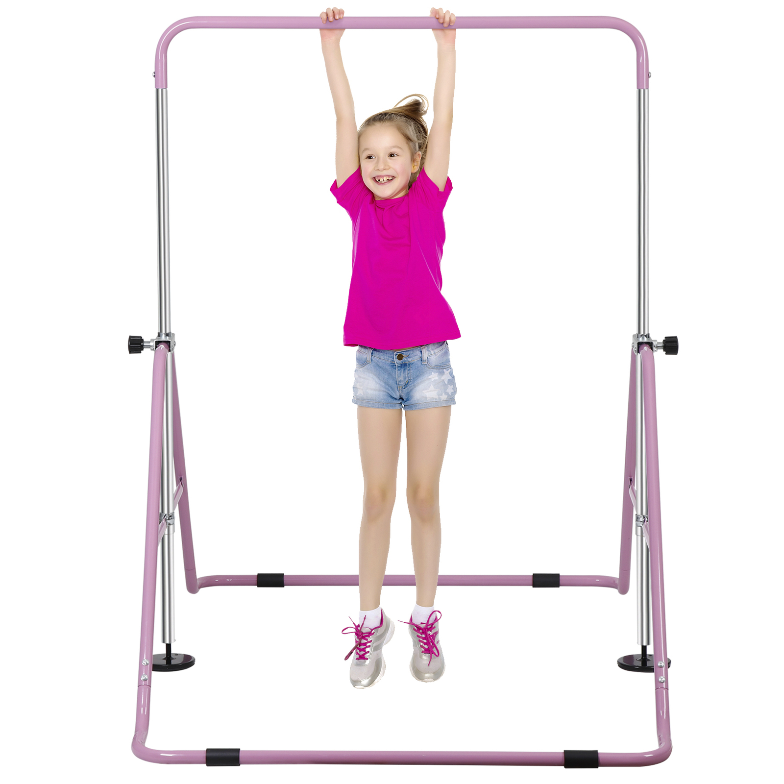 Gymnastics Training Bar Height Adjustable 35″ to 51″ Horizontal Kip Bar for Kids