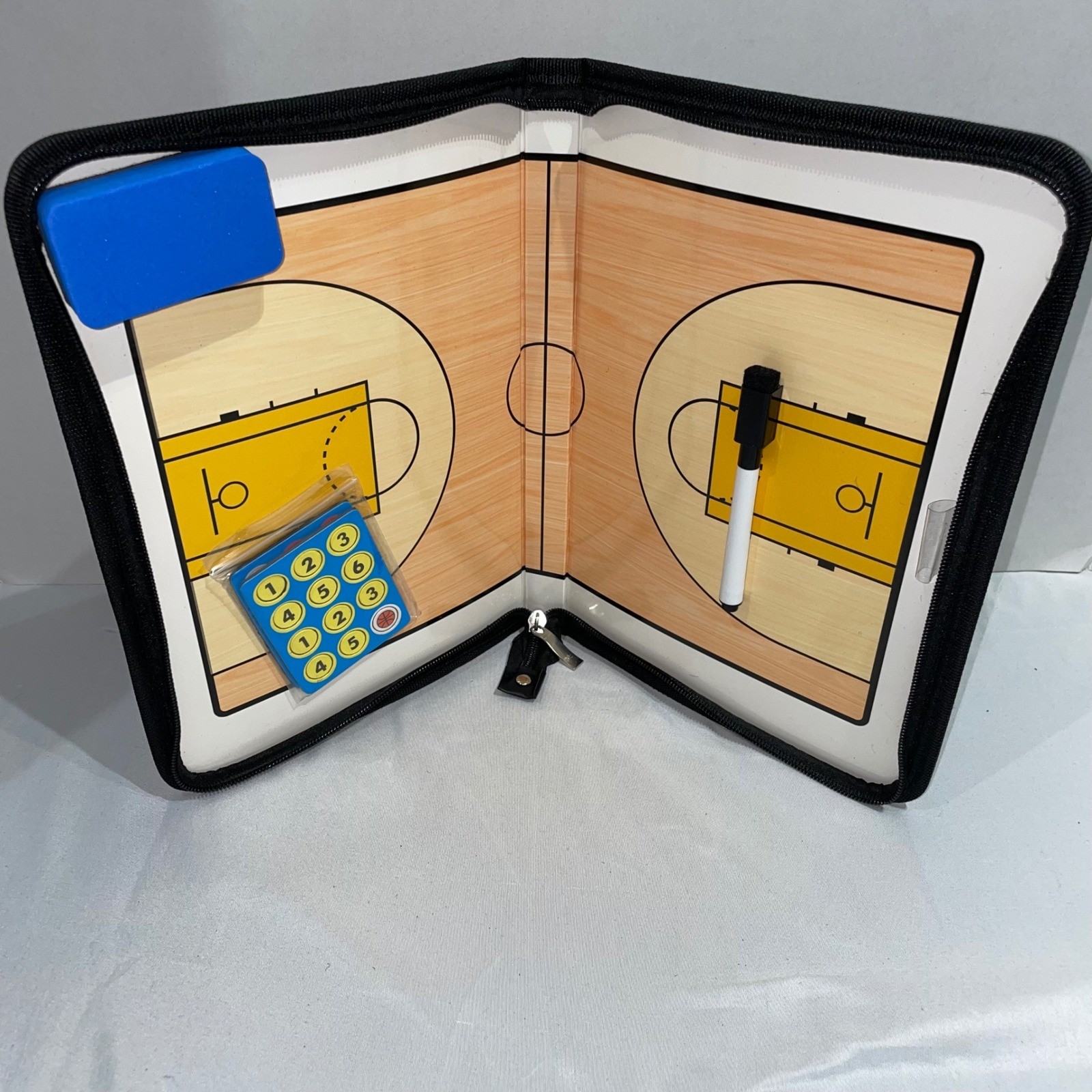 Basketball Coach Tactical Board Zippered Folder Dry Erase Playbook Portfolio