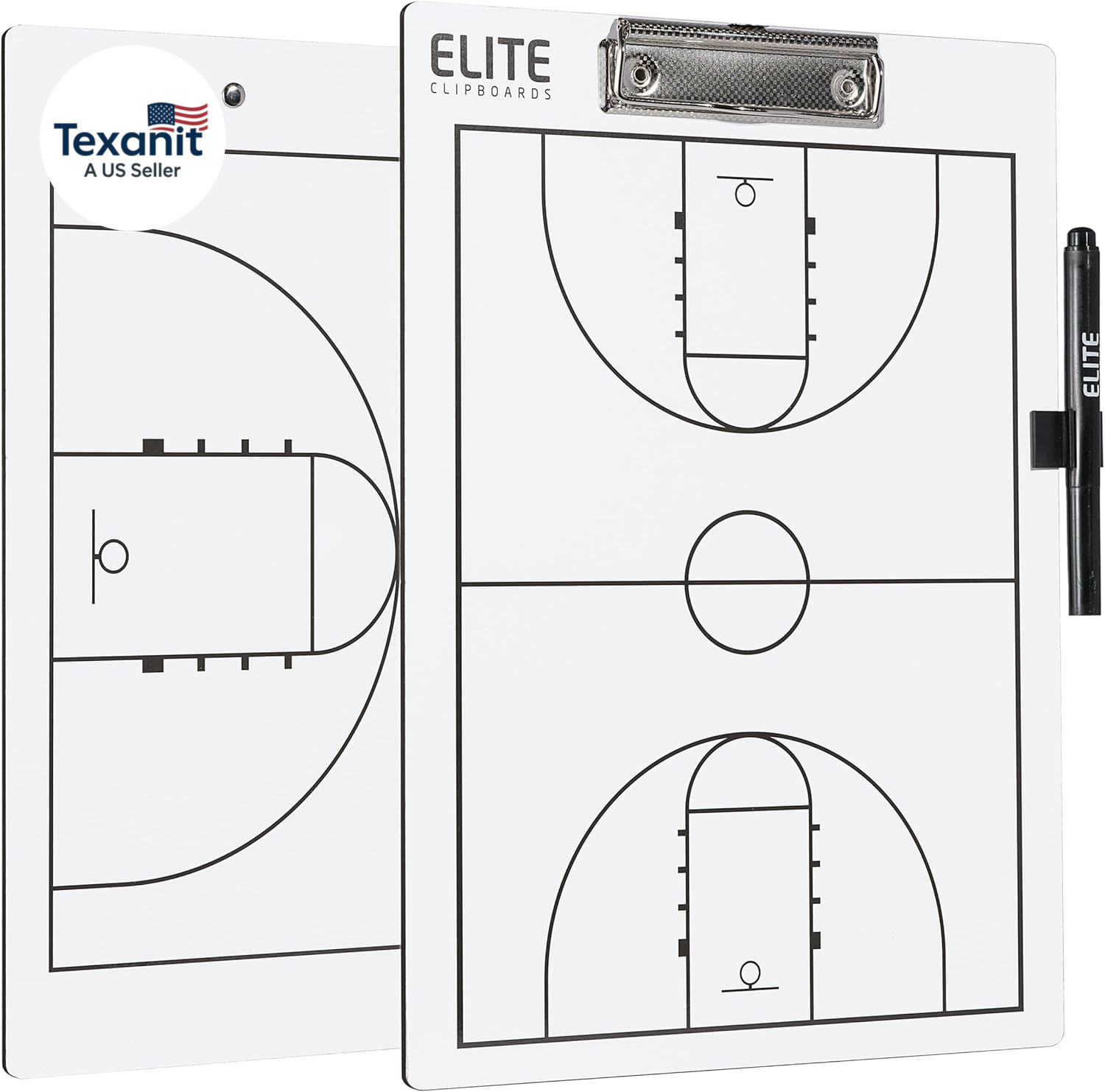 Basketball White Dry Erase Coaches Clipboard | Double-Side Basketball Coaching W