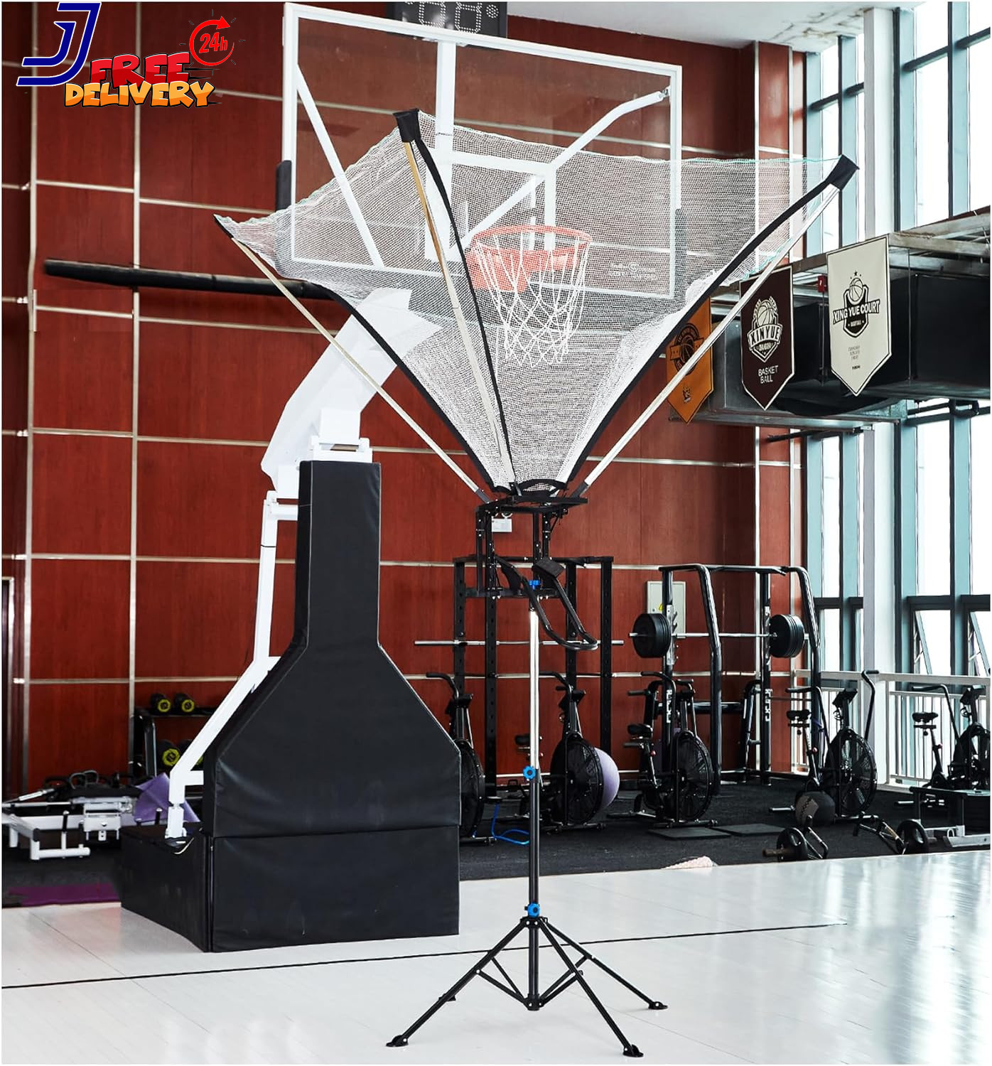 Basketball Rebounder with Rotating Track Basketball Shot Trainer Rebounder with