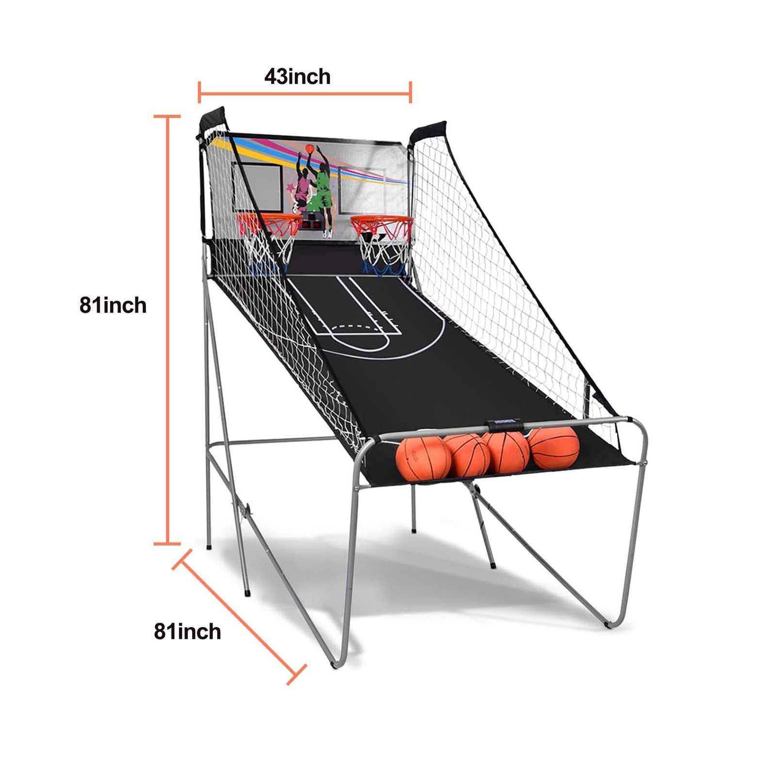 Foldable Electronic Basketball Game for 2 Players, Dual Arcade Shootout Indoor