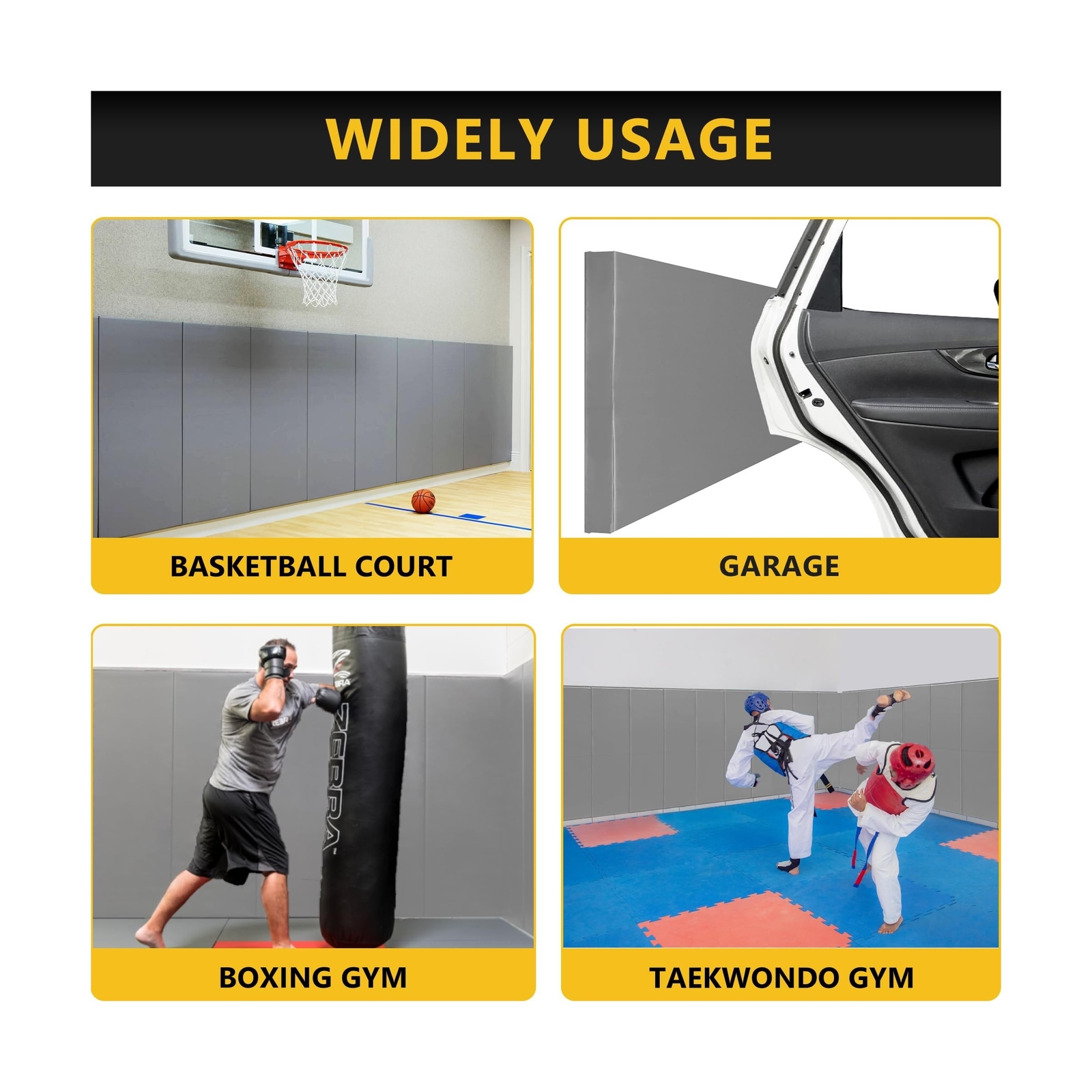 Gym Wall Padding, Basketball Court Wall Protector, Removable 2″ Thick High-De…