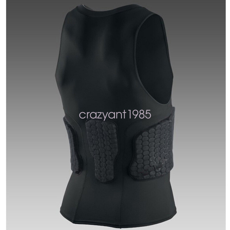 Men Sports Jersey Compression Padded Protective Shirt Basketball Train Vest Top