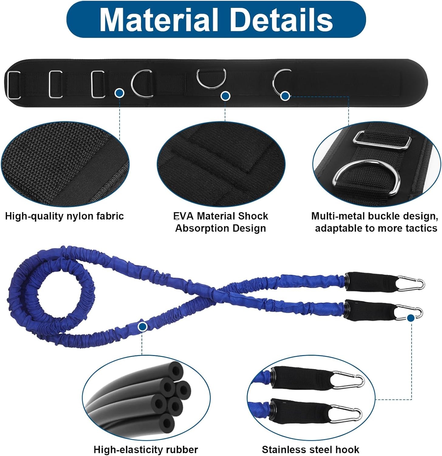 Zone Defense Basketball Bungee Training Kit 1PC Belt & 2 Resistance Bands 6.6ft