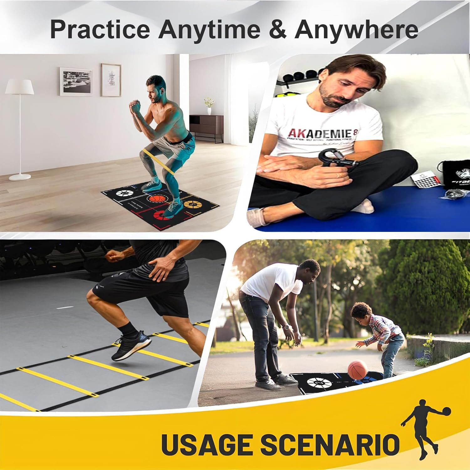 Basketball Training Equipment, Agility Footwork Training Mat, Dribble Trainer, B