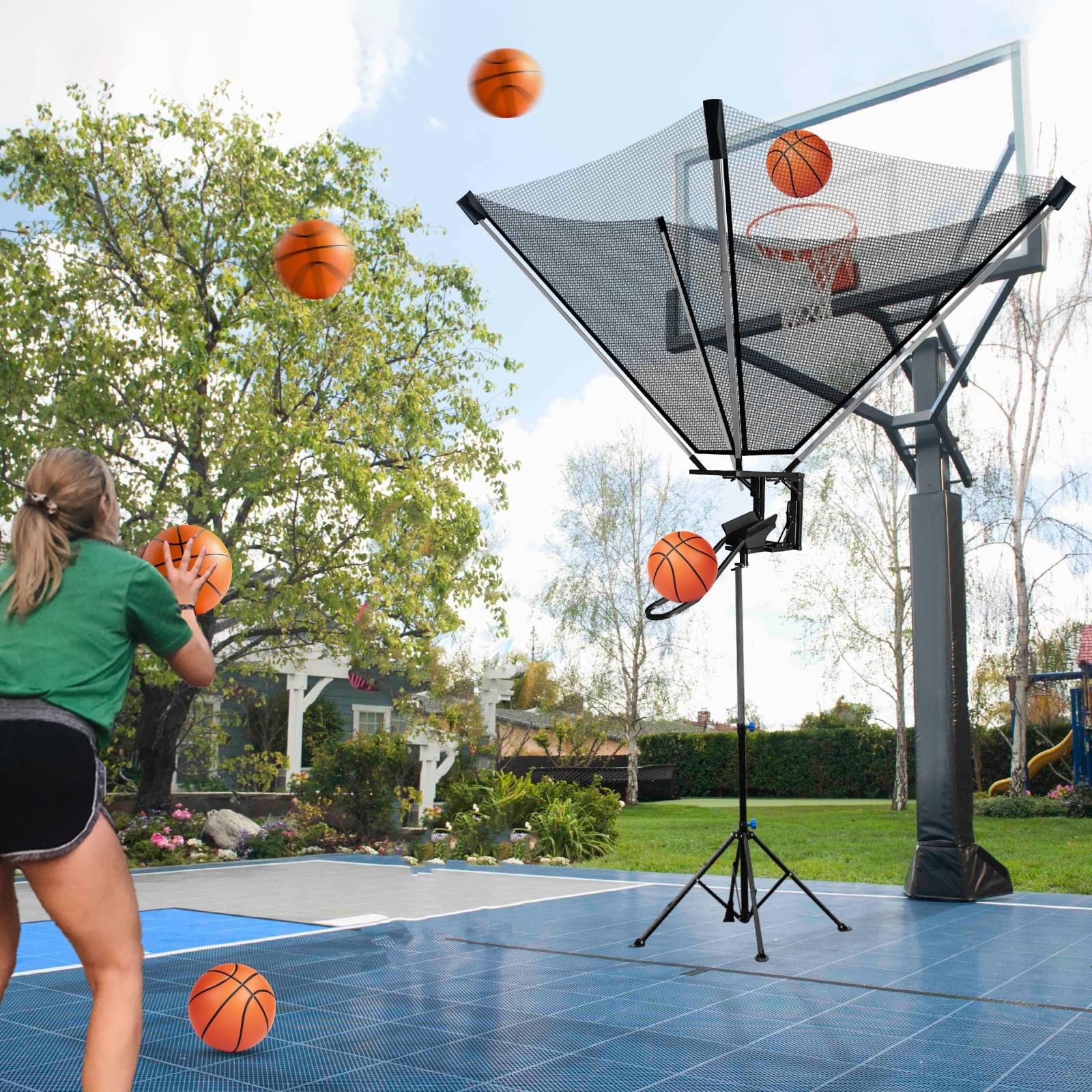 Basketball Rebounder Trainer with Rotating Track – Shot Black
