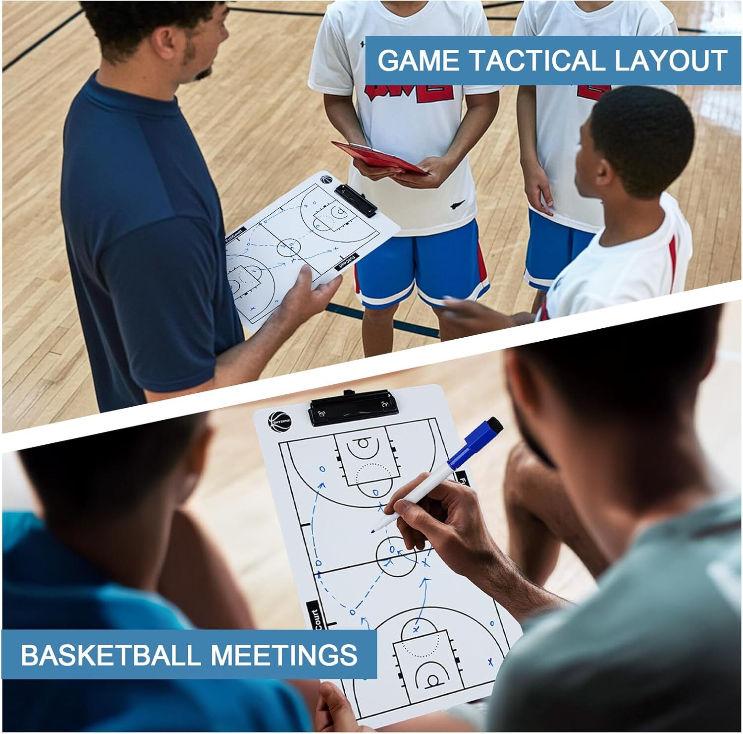 Basketball Coaching Board, 2025 Version Double-Sided Basketball Coach Clipboard,