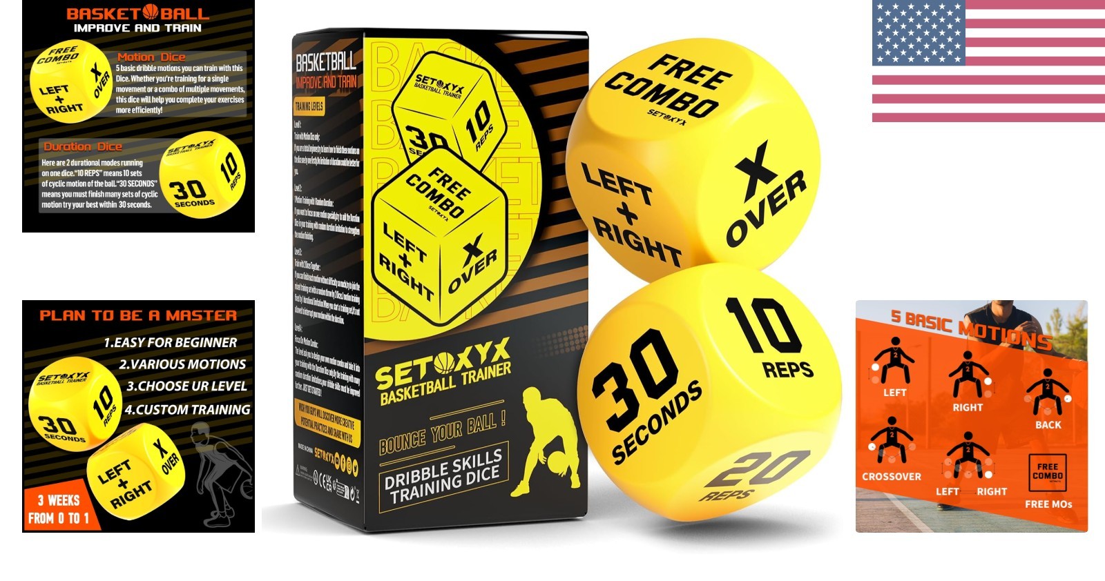 Basketball Dribble Skills Dice Set – Fun Training for Beginners & Party Favors