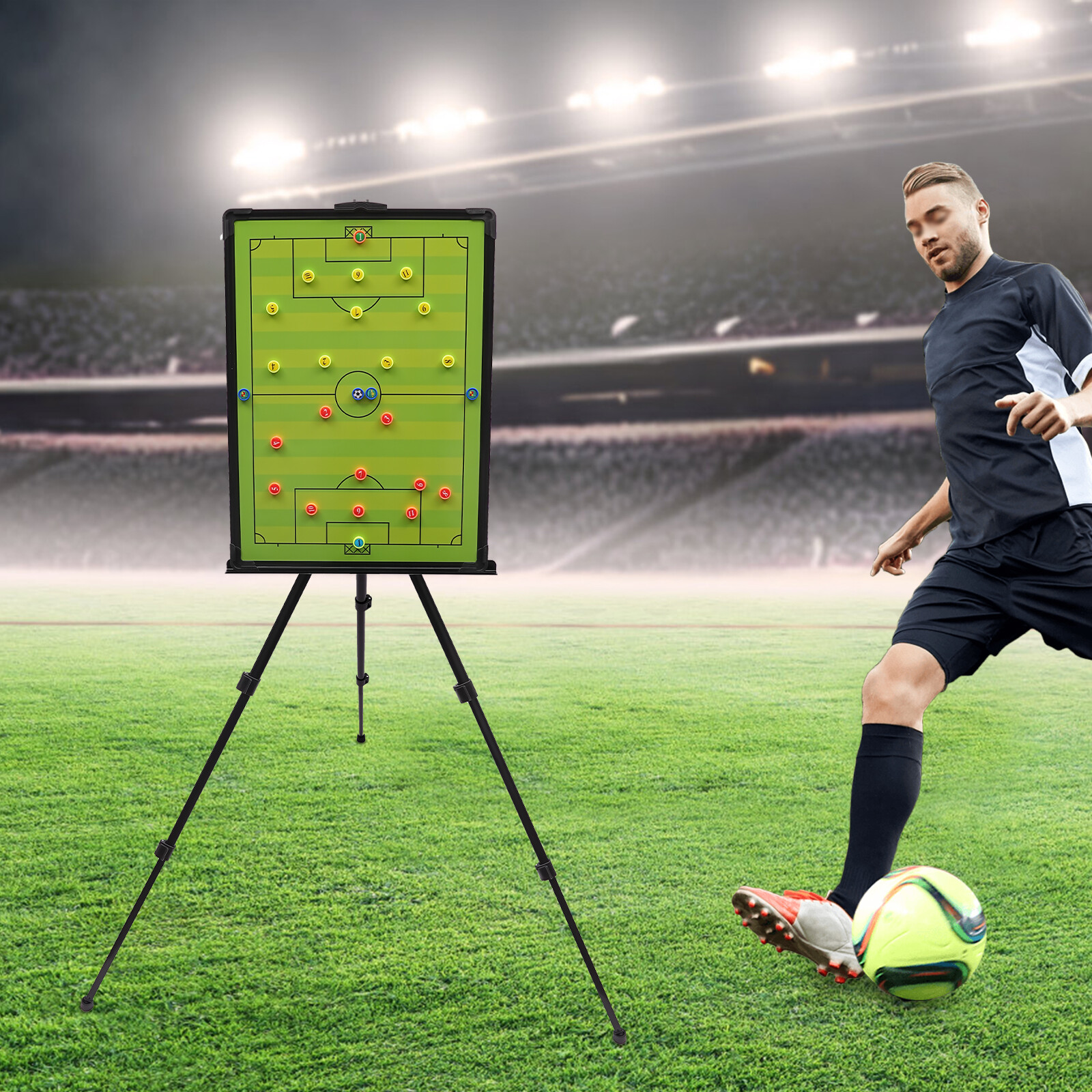 Portable Magnetic Tactical Display Board for Soccer Coaching with Stand