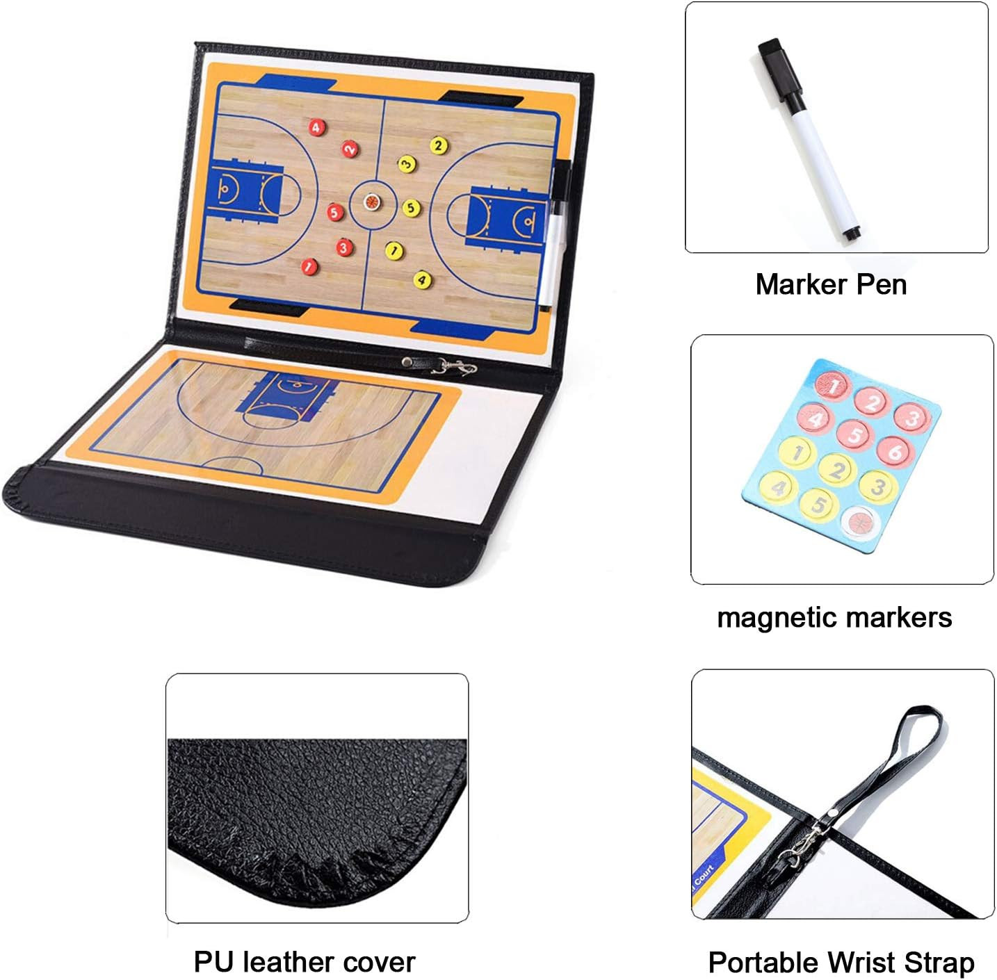 Basketball Coaching Board Coaches Clipboard Tactical Magnetic Board Kit,Portable
