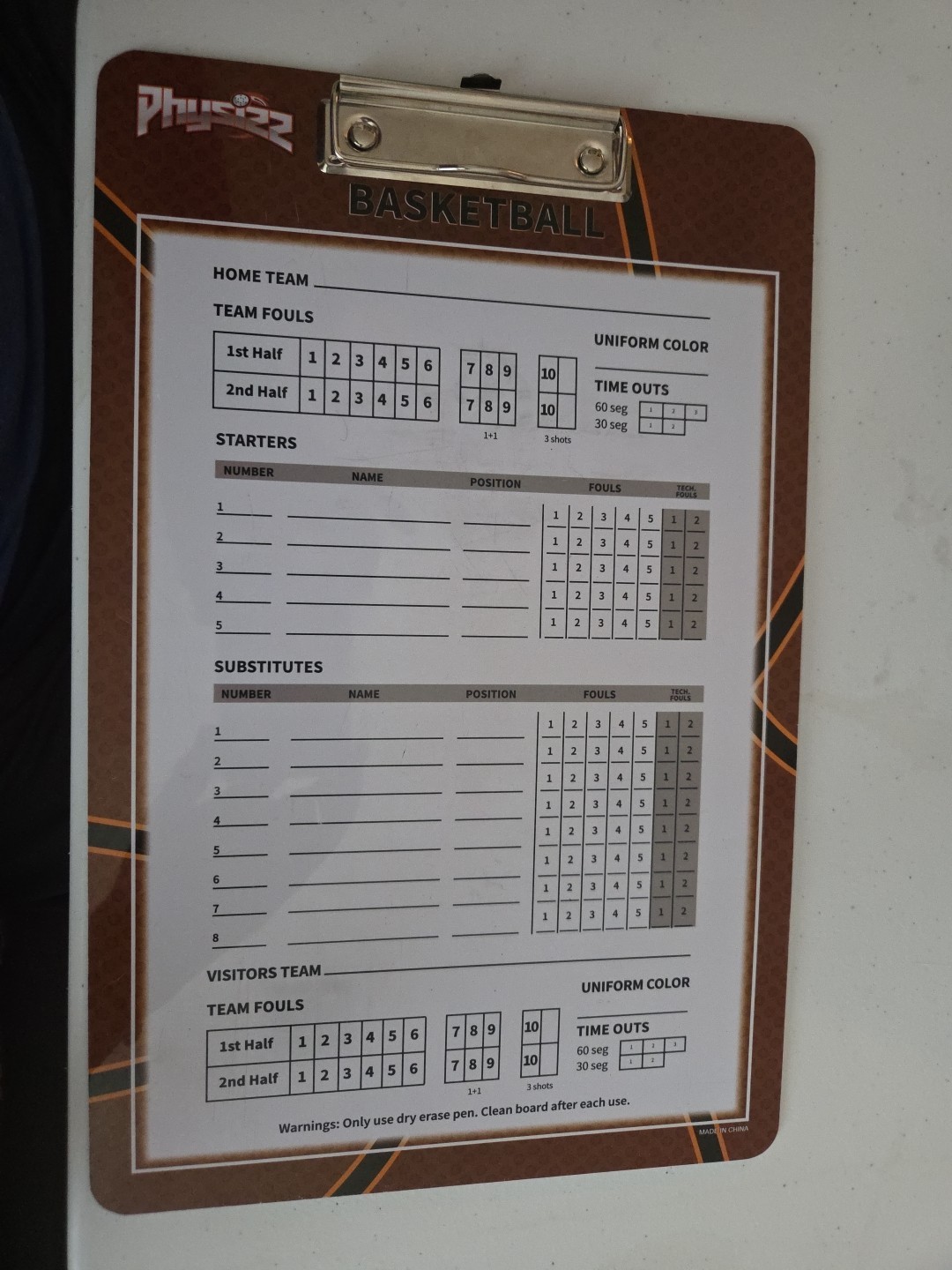 PHYSIZZ Basketball Coaching Board | Dry Erase Double-Sided Basketball Clipboard