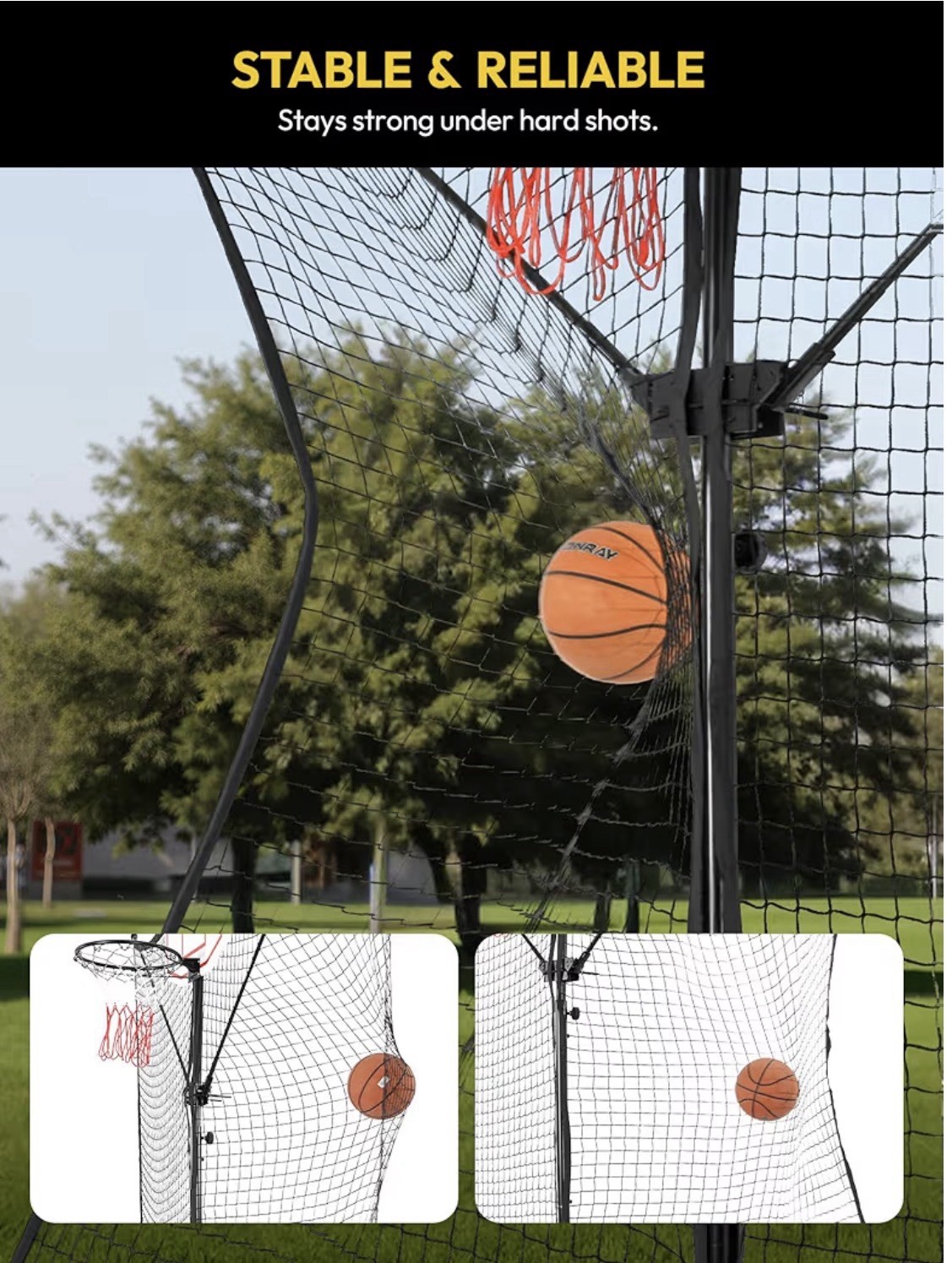 Basketball Rebounder Net 10×8 FT Backstop Net Outdoor Hoop Ball Return