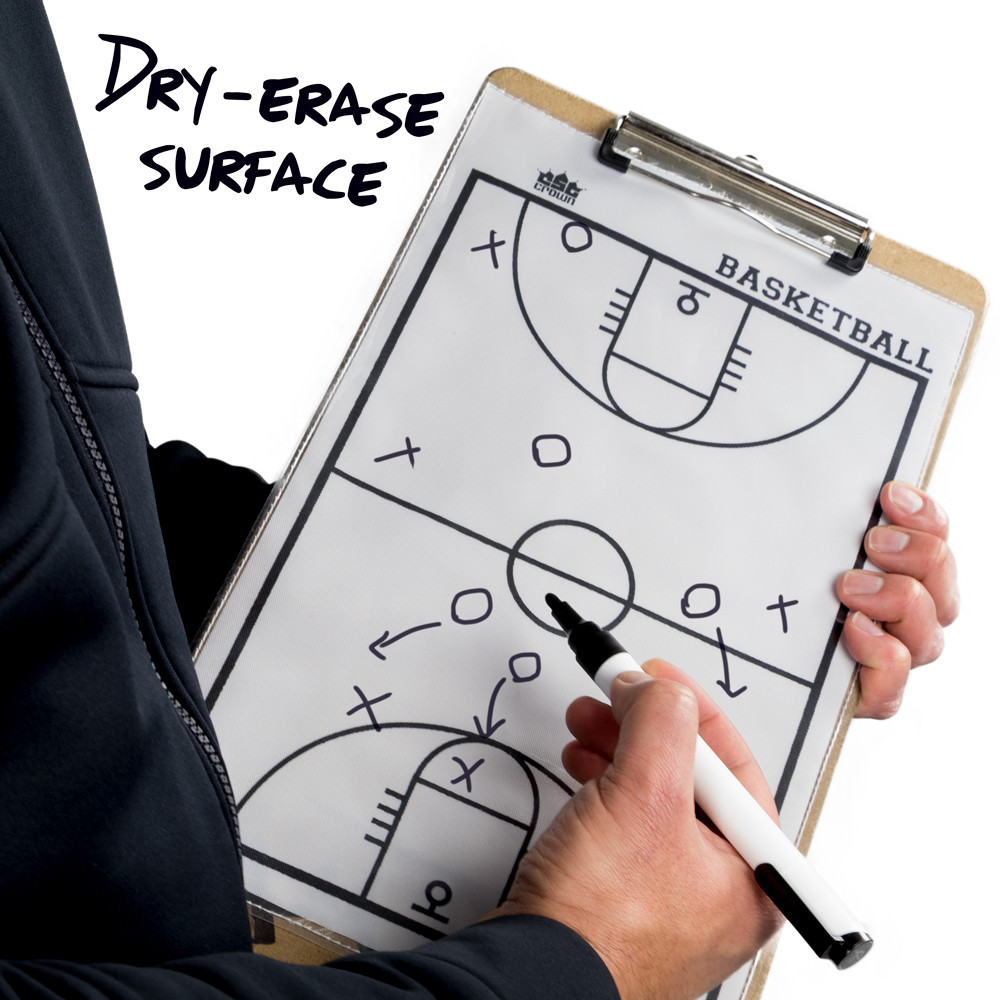 Basketball White Dry-Erase Roll-up Strategy Clipboard Sheet with Marker