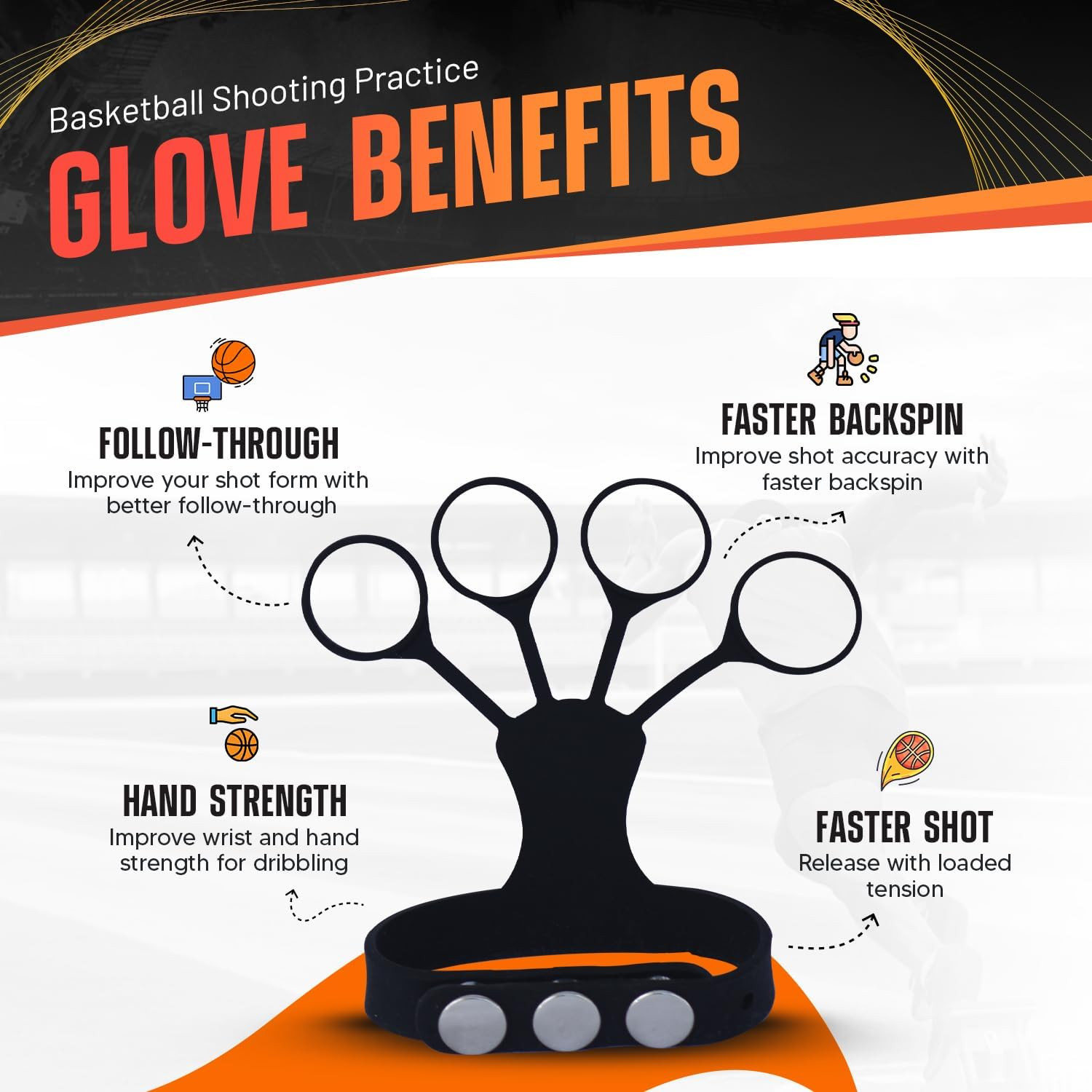 Flickglove Basketball Shooting Aid, Training Equipment for Improving Shot and Fo