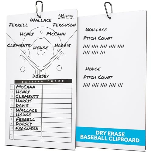 Dry Erase Coaches Clipboard | Double-Sided Dry Erase White 15″ x 9″ Baseball