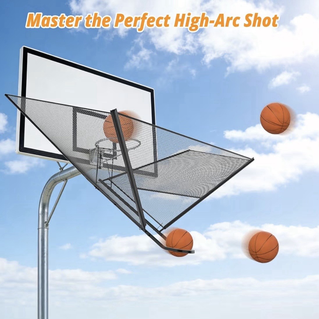 Upgraded Basketball Shot Trainer Return System fits 18″ Rim Outdoor Steel Frame