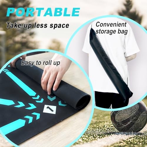 Football Footstep Training Mat, Soccer Training Mat 35 * 24IN, Black-Blue