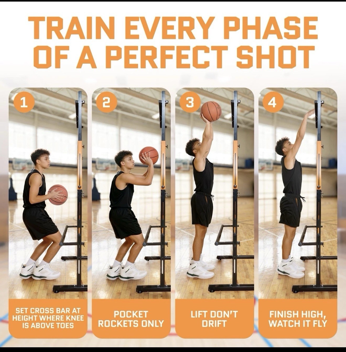 ACELETIQS Basketball Shooting Trainer Adjustable Shot Arc Form Trainer Indoor