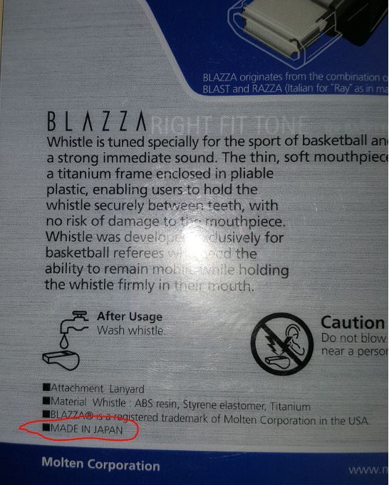 Molten Professional Basketball Referee Blazza Whistle RA0040-K”US Seller” JPN