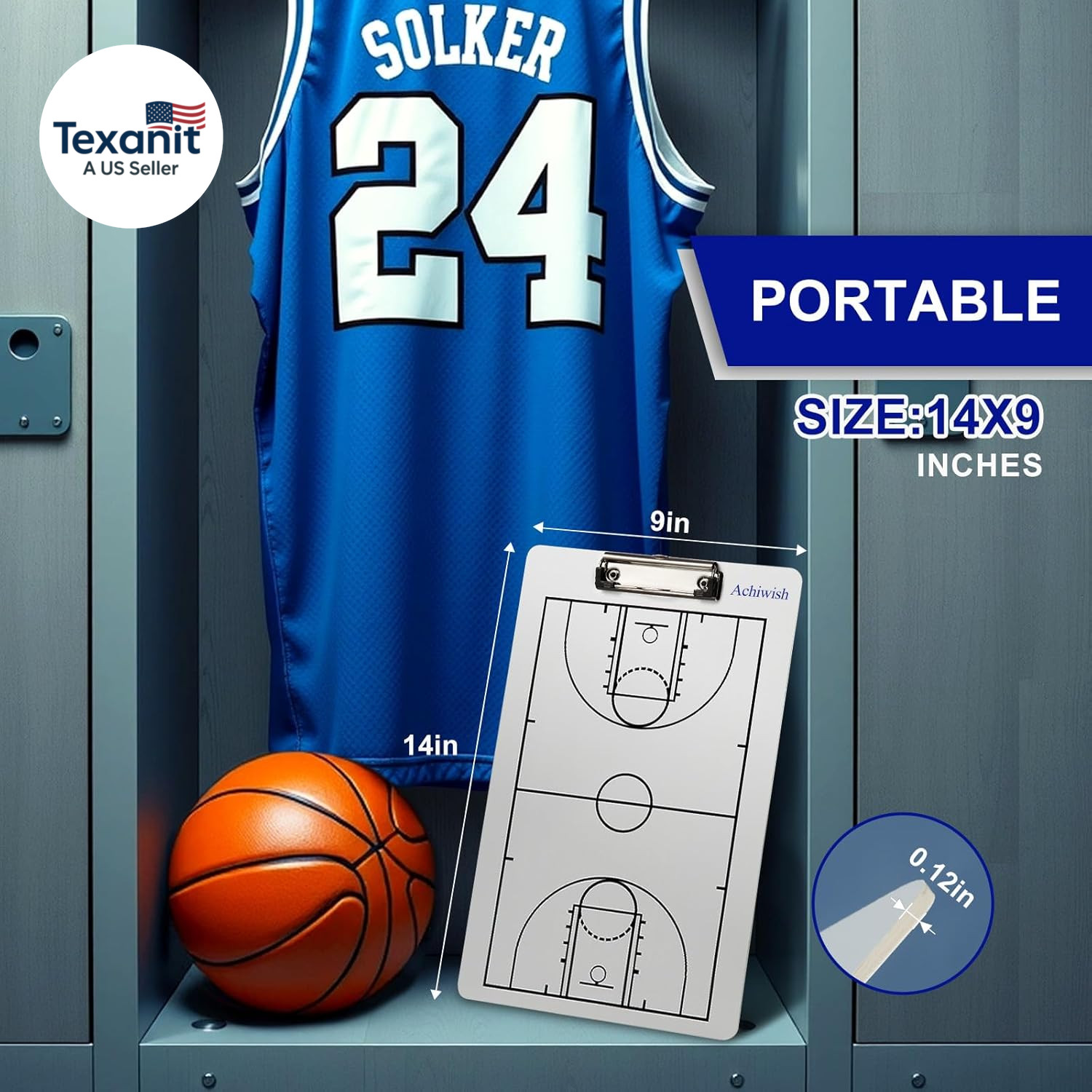 Basketball Clipboard for Coaches, Premium Durable Dry Erase Basket Ball White Bo