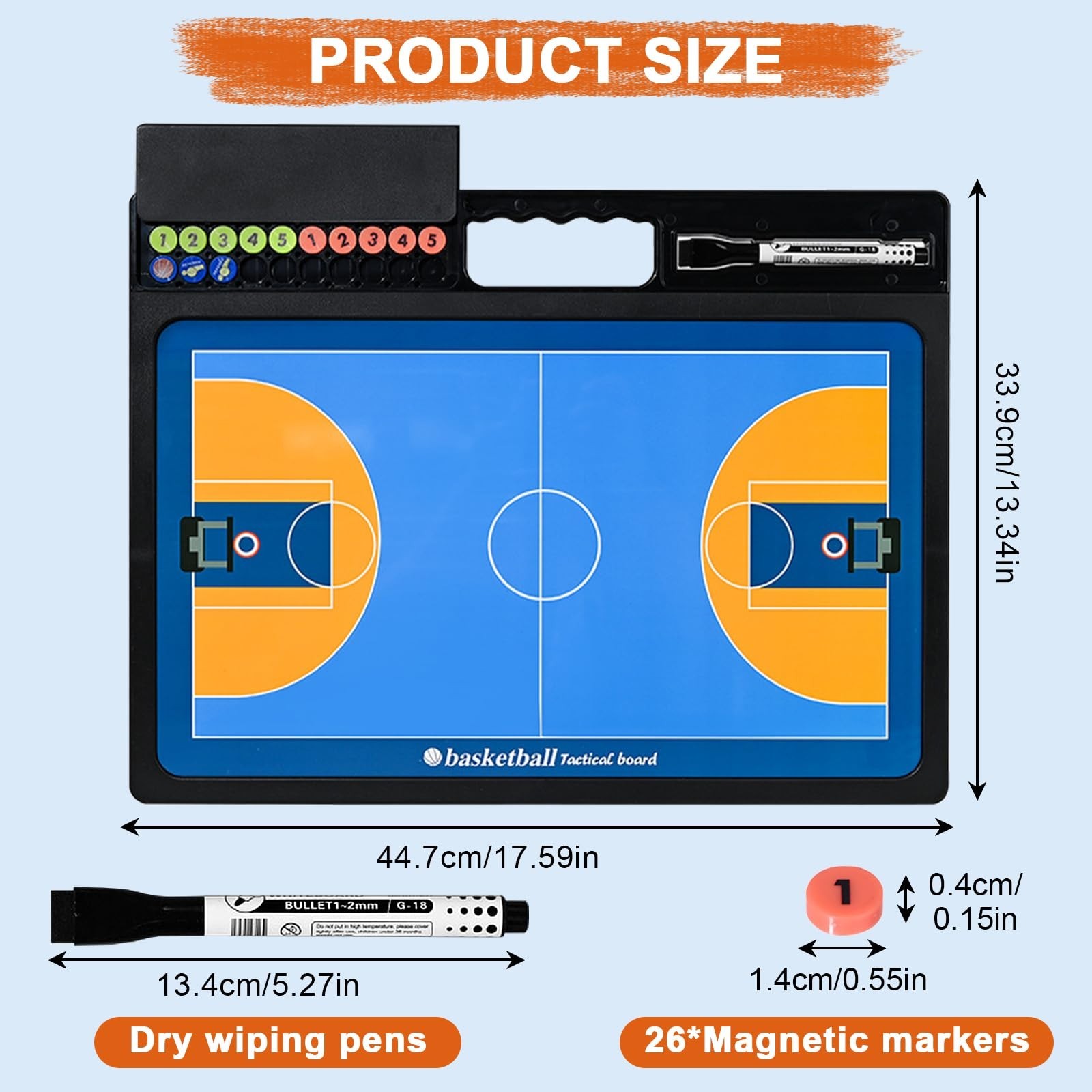 Double-Sided Basketball Coaching Board, Magnetic Tactics Clipboard & Dry Erase M