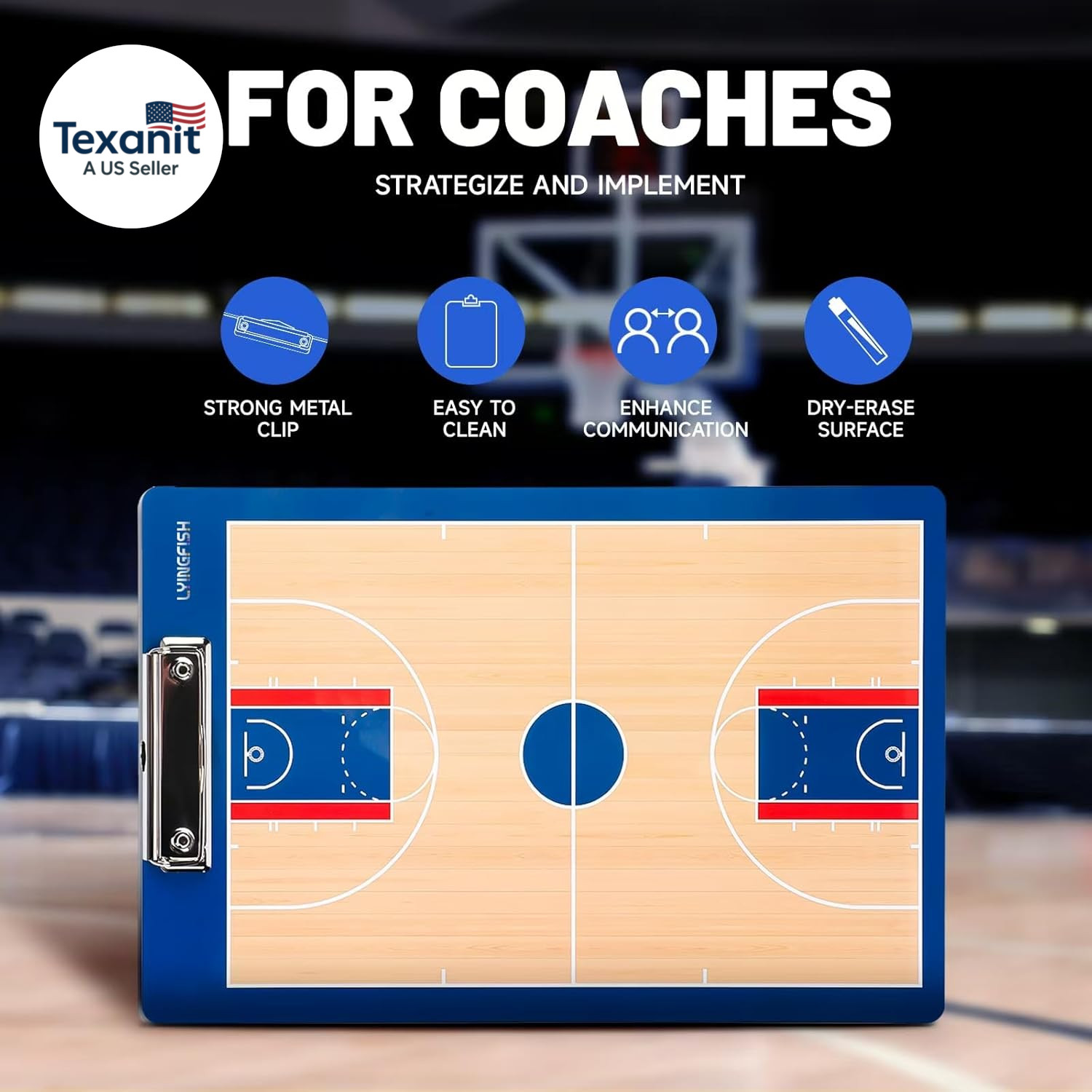 Basketball Dry Erase Coaches Clipboard，Waterproof Basketball Clipboard for Coach
