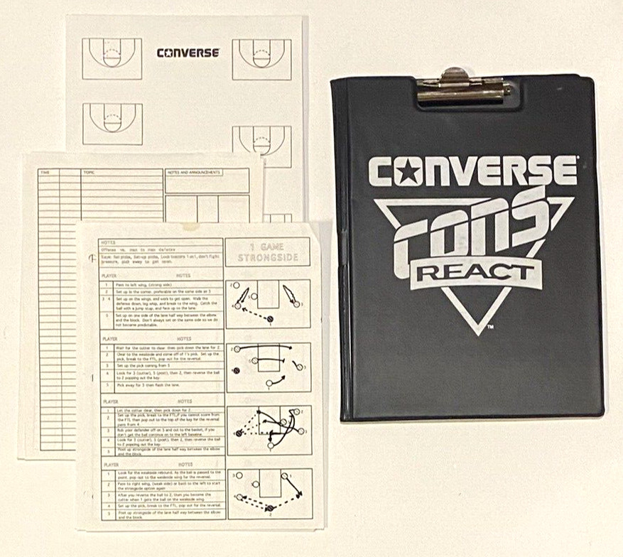 Converse Basketball Clip Board With Coaching Play Design Sheets