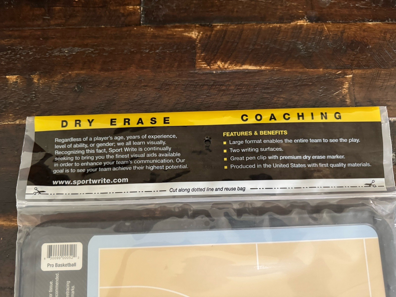 Sport Write Pro Basketball Dry Erase Board W/Black Marker