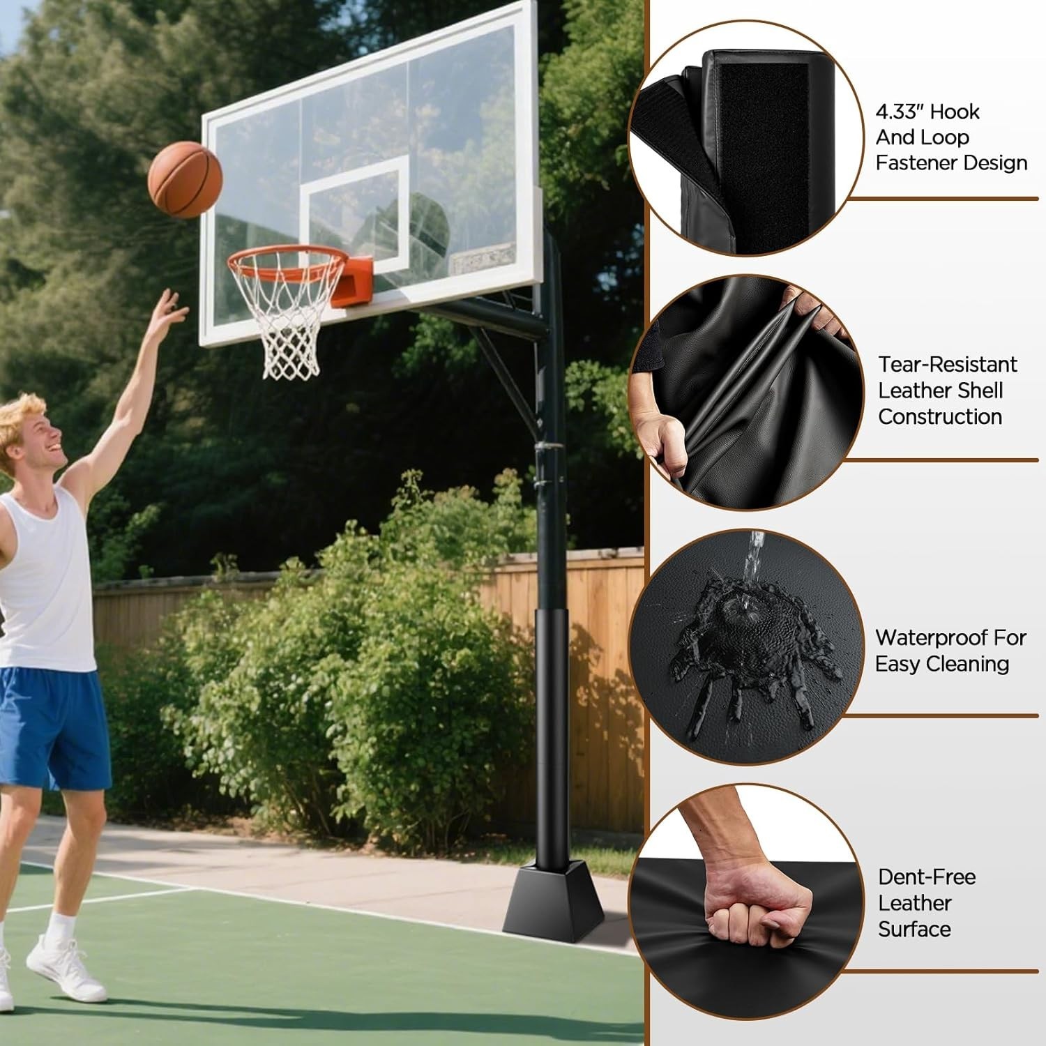 72″ Basketball Pole Pads 5″x5″ Basketball Base Padding Flame-Retardant Waterproo