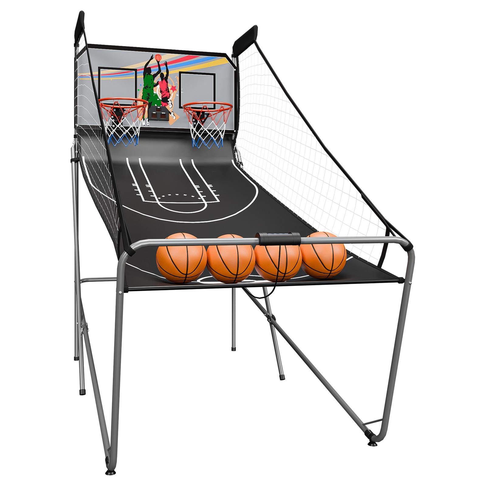 Indoor Outdoor Dual Shot Basketball Arcade Game 8 Game Options w/ 4 Balls Black