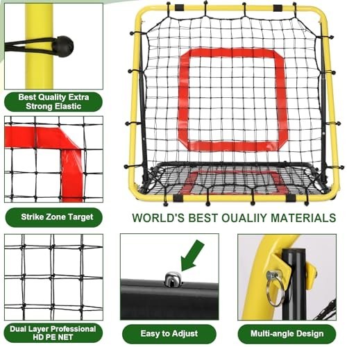 Multi-Sport Rebounder Net for Baseball, Softball & Volleyball | Adjustable Pitch