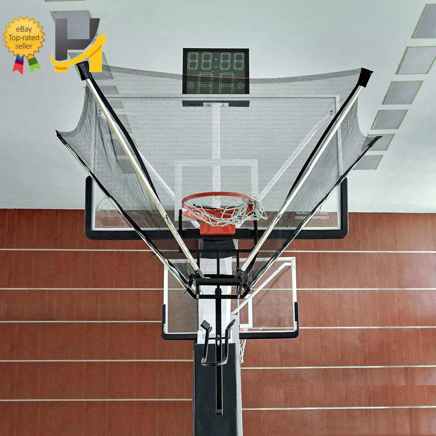 Basketball Shot Trainer with 180° Rotating Return Chute Basketball Rebounder Net