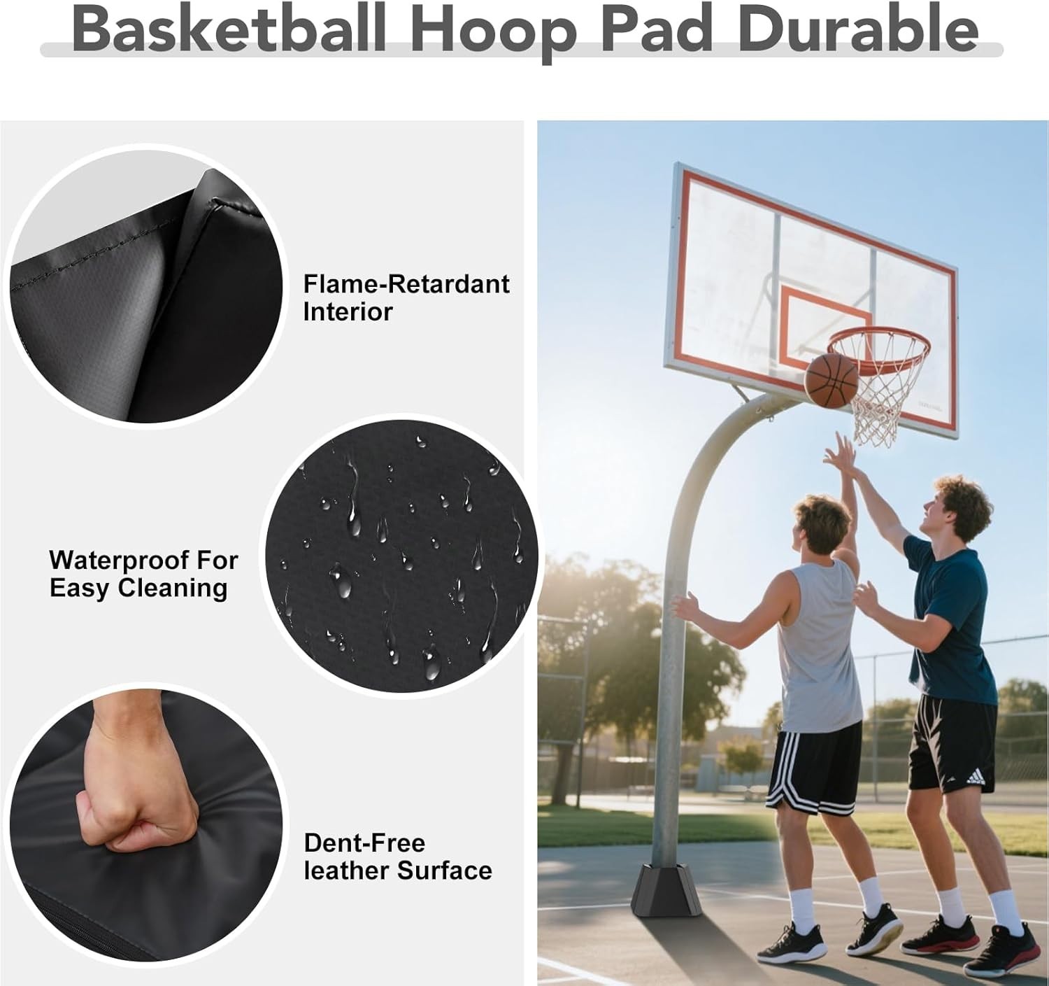 Basketball Pole Base Pads 5″x5″ or 8″x8″ Flame-Retardant & Waterproof A126H