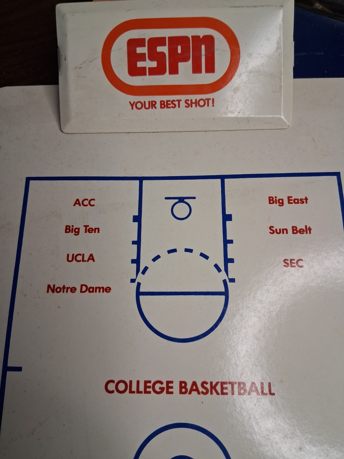 RARE VTG NCAA, NBA ESPN Basketball Clipboard Coaches, White Masonite OOP
