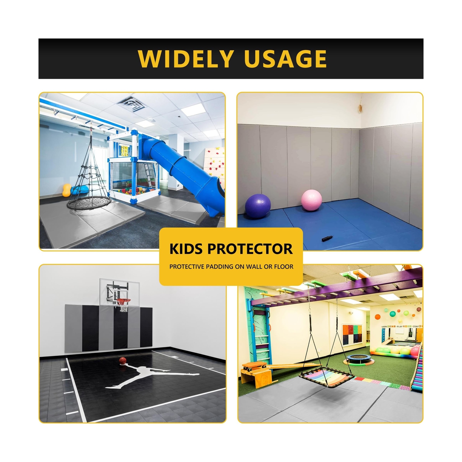 Gym Wall Padding, Basketball Court Wall Protector, Removable 2″ Thick High-De…