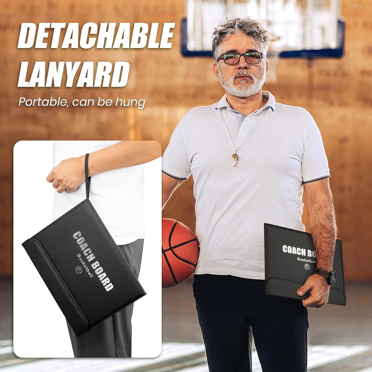Foldable Basketball Coaching Board, Magnetic Tactics Clipboard with Dry Erase Ma