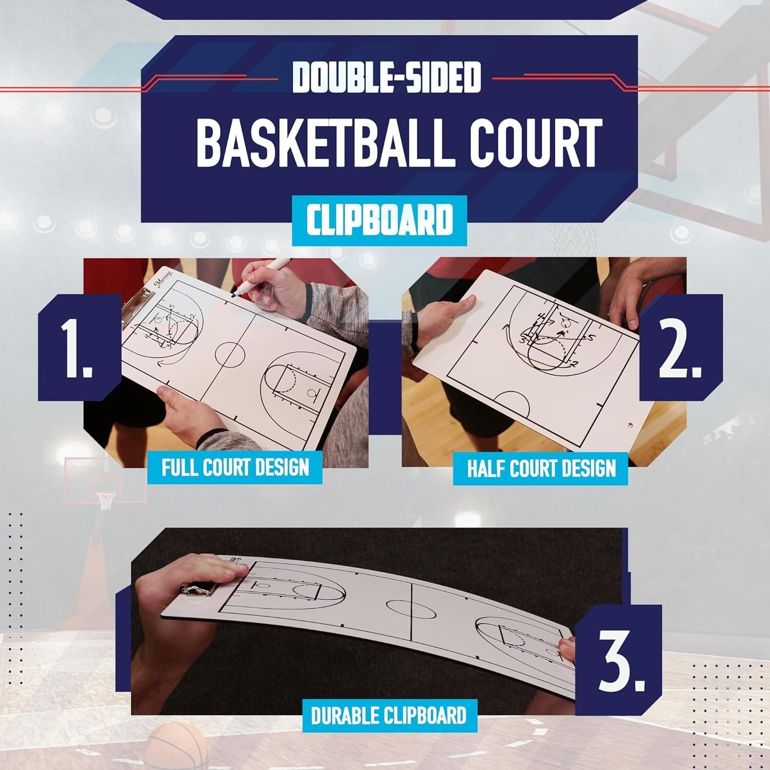 Murray Sporting Goods Dry-Erase Double Sided Basketball Marker Board Clipboard