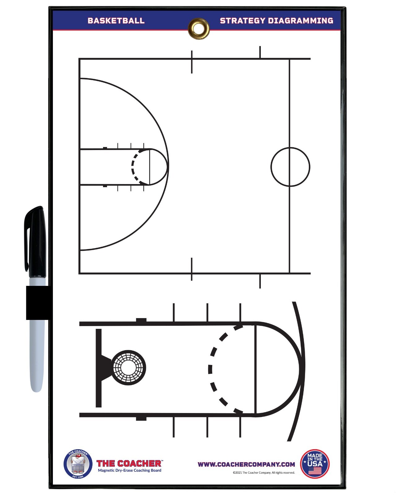 Premium Coacher Magnetic Basketball Coaching Clipboard ~ Coach Board ~ Gift Gear