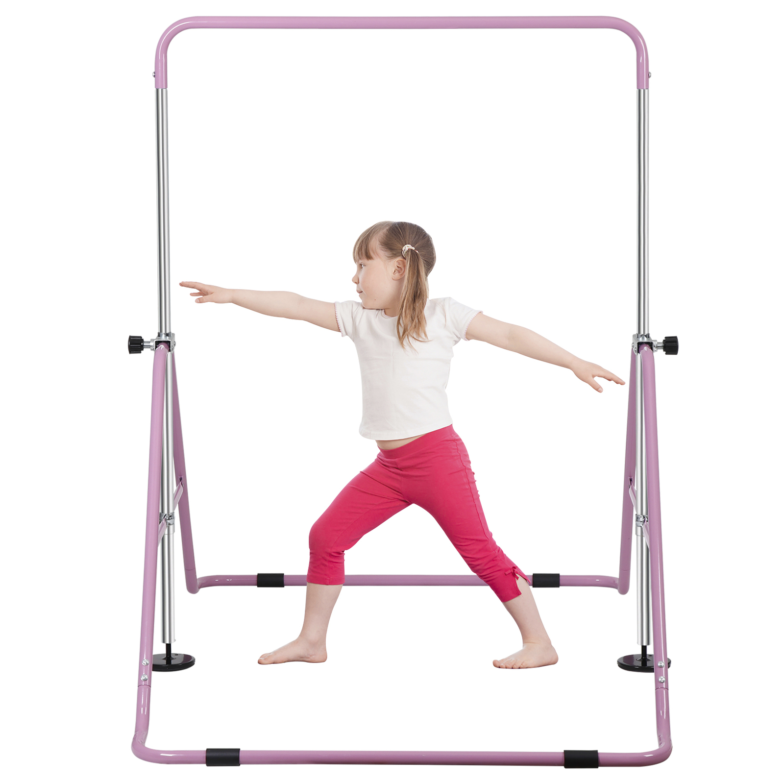 Gymnastics Training Bar Height Adjustable 35″ to 51″ Horizontal Kip Bar for Kids