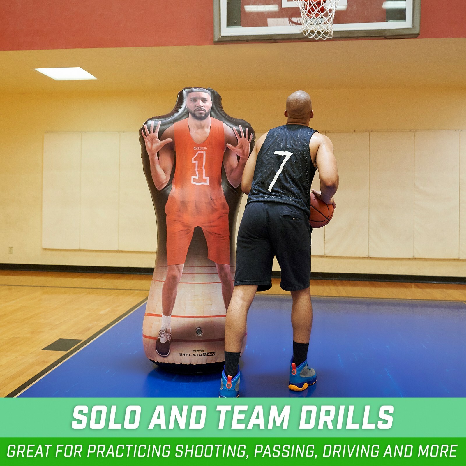 GoSports Inflataman Basketball Defender Training Aid | Weighted Defensive Dummy