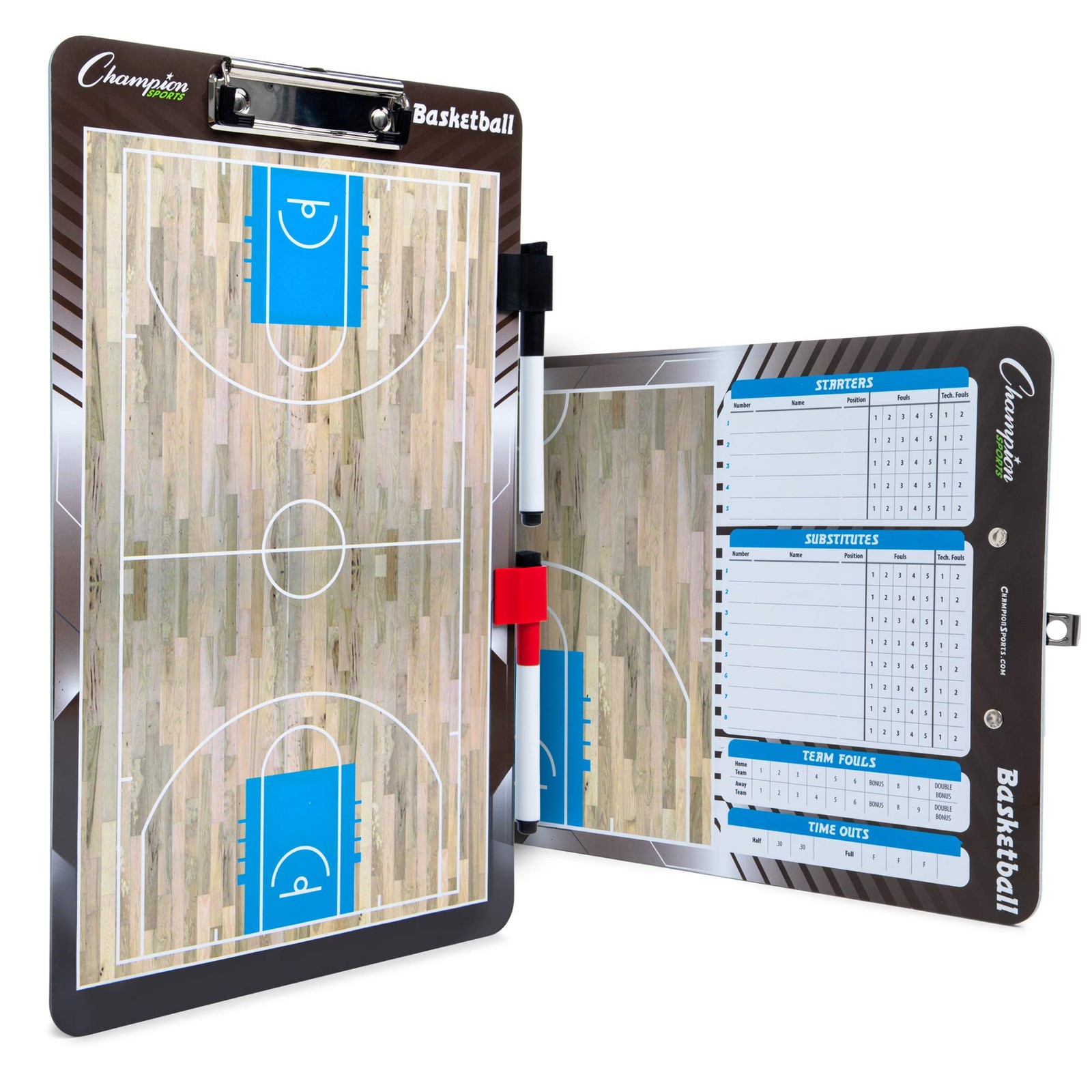 Champion Sports Basketball Coaches Clipboard Dry Erase Strategy Board 10X16