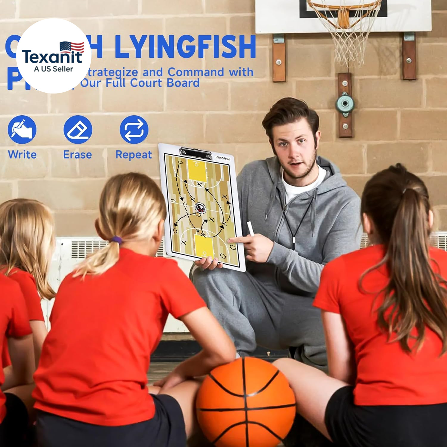 Basketball Dry Erase Coaches Clipboard, Waterproof Basketball Clipboard for Coac