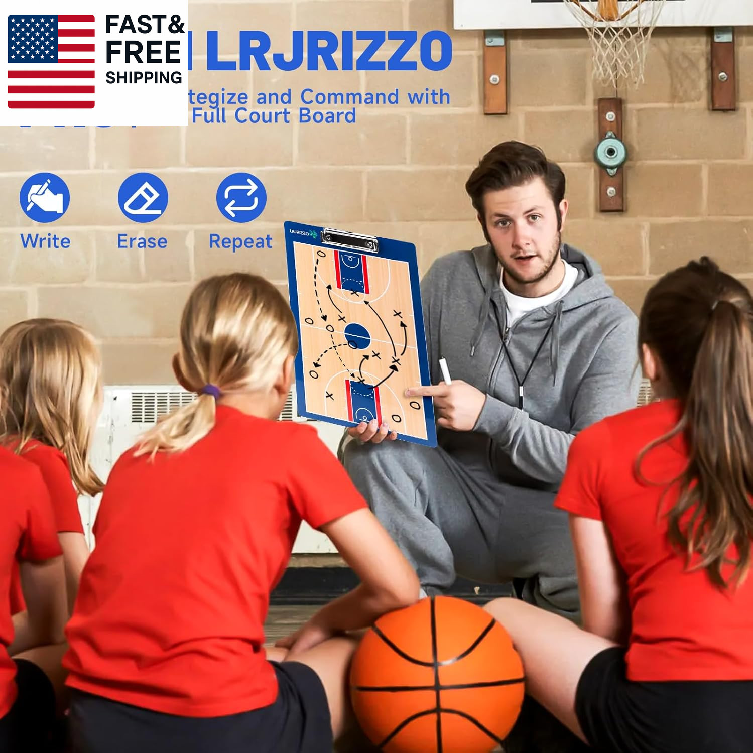 Basketball Dry Erase Coaches Clipboard, Basketball Clipboard for Coaches Double