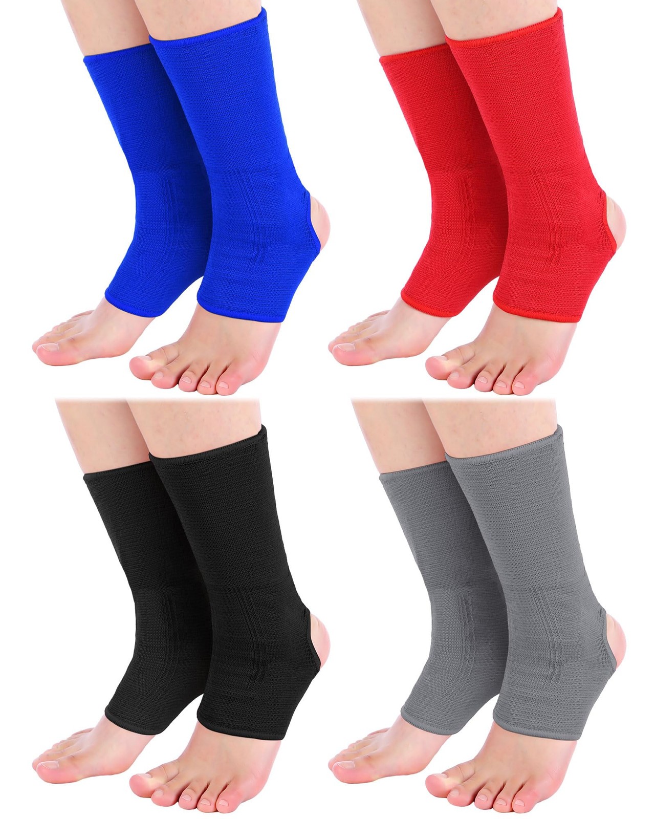 Ankle Wraps 4 Pairs Muay Thai MMA Compression Support Black Red Blue Gray