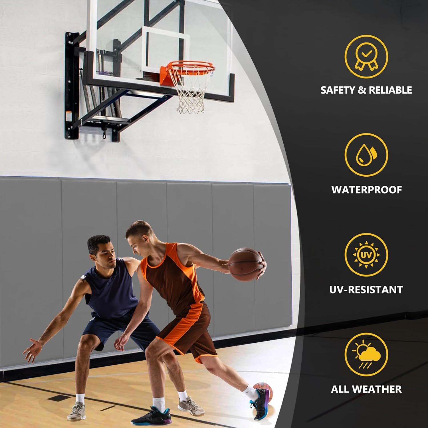 ‌2″ Thick Gym Wall Pad – Shockproof Basketball Court Foam 60x24x2″ ,Free Ship