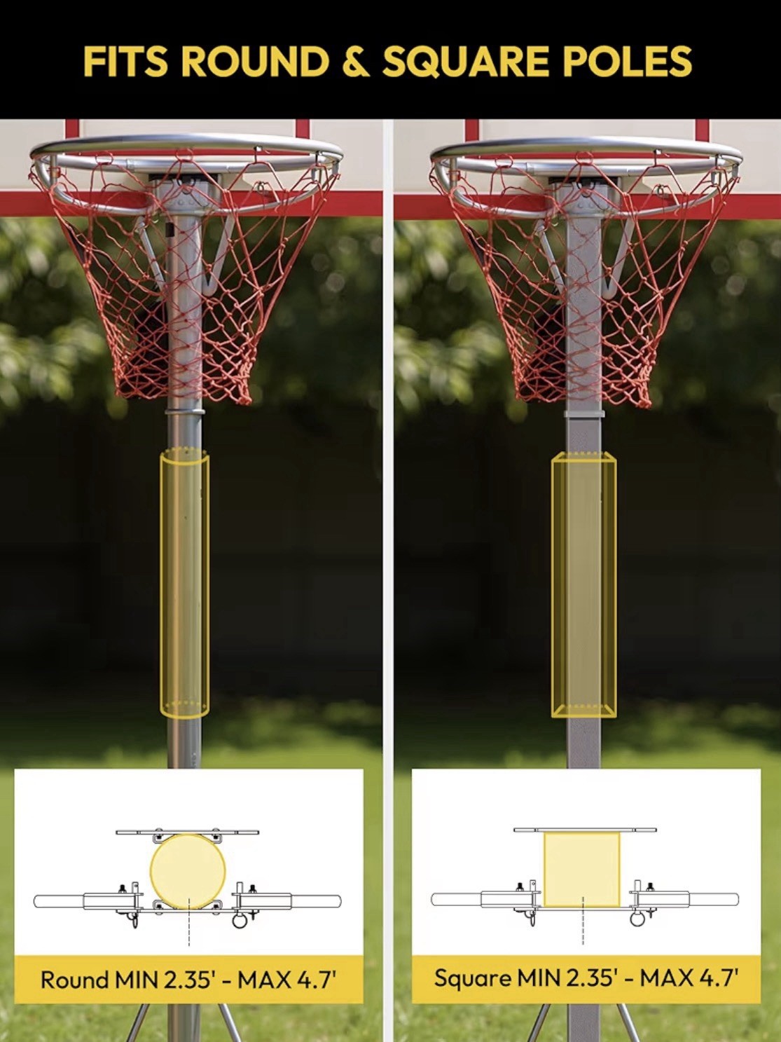 Basketball Rebounder Net 10×8 FT Backstop Net Outdoor Hoop Ball Return