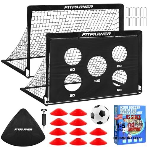 Soccer Goal,Backyard Soccer Goals for Kids 2 Pack,4×3/6×4 FT Black 4x3FT