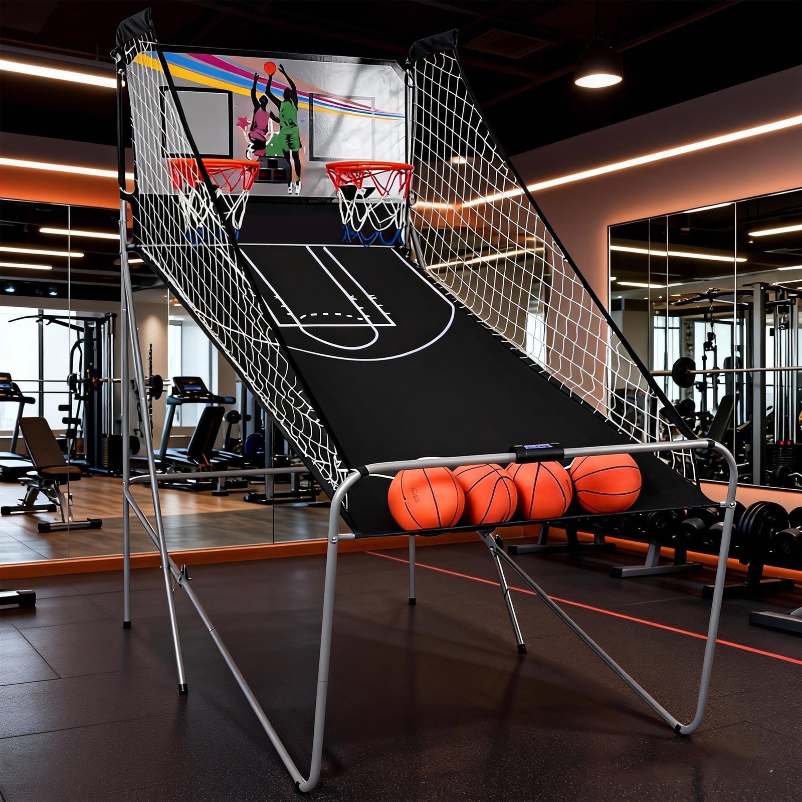 Foldable Electronic Basketball Game for 2 Players, Dual Arcade Shootout Indoor