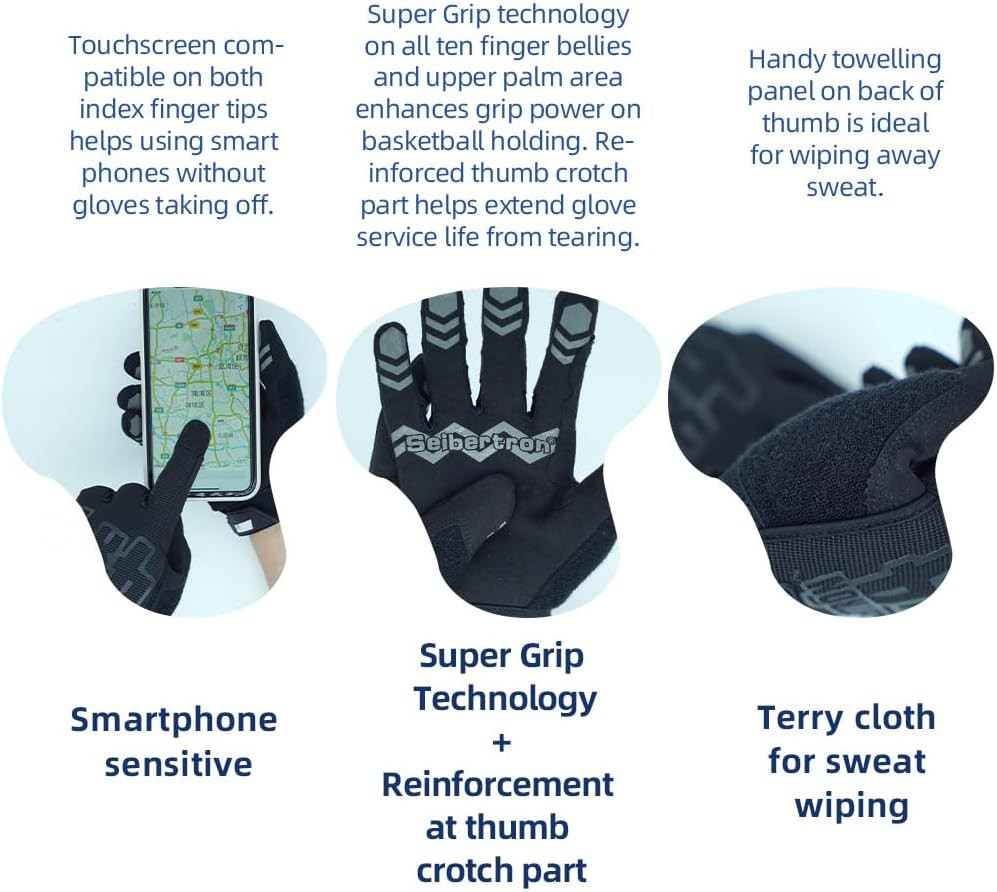Seibertron anti Slip Unweighted Basketball Gloves Ball Handling Gloves (Basketb
