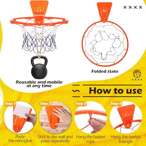 Silent Basketball and Hoop Set Soft Foam Indoor Basketball No Size 7 Yellow